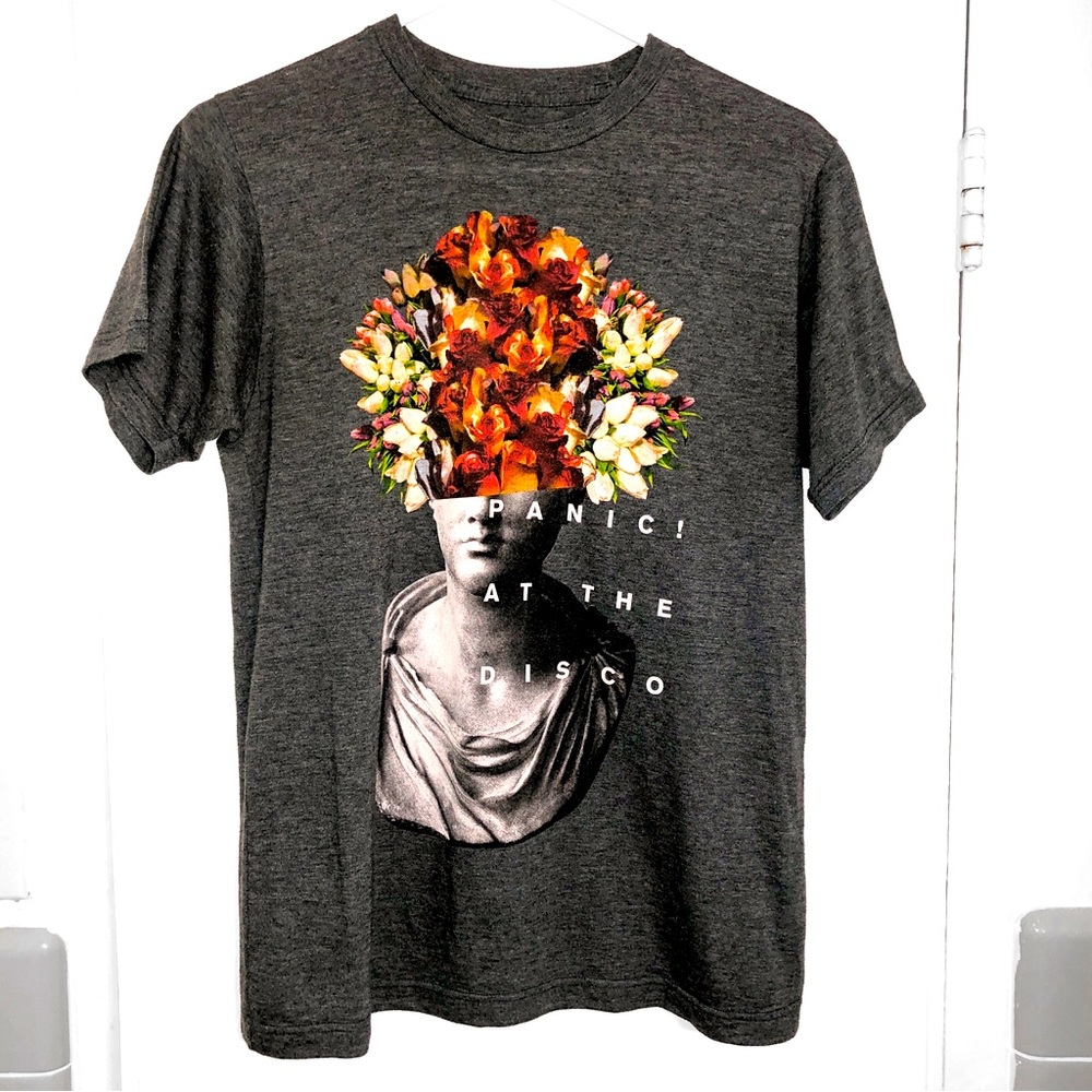 PANIC! AT THE DISCO Flower Head T-Shirt • SMALL • Heather Gray • Band Tee • Emo